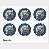 Vakantie Whimsy gepersonaliseerde kerst foto Ronde Sticker (Vel)