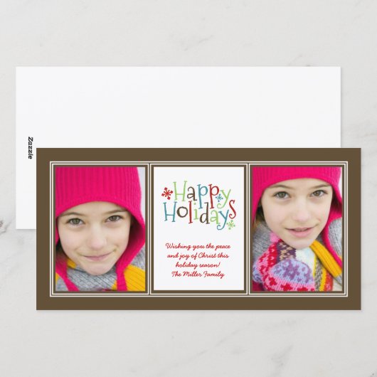 Vakantie Whimsy Photo Duo Kerst Wenskaart Feestdagenkaart (Voorkant / Achterkant)