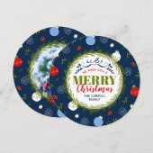 Vakantie Whimsy Ronde Kerstmis Fotokaart Feestdagenkaart (Voorkant / Achterkant)