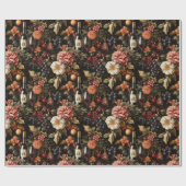 Vakantie Wijn Bloemen Patroon Kerst Cadeaupapier (Vlak)
