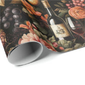 Vakantie Wijn Bloemen Patroon Kerst Cadeaupapier (Rol Hoek)