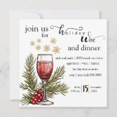 Vakantie Wijn en Diner Feest Kaart (Voorkant)