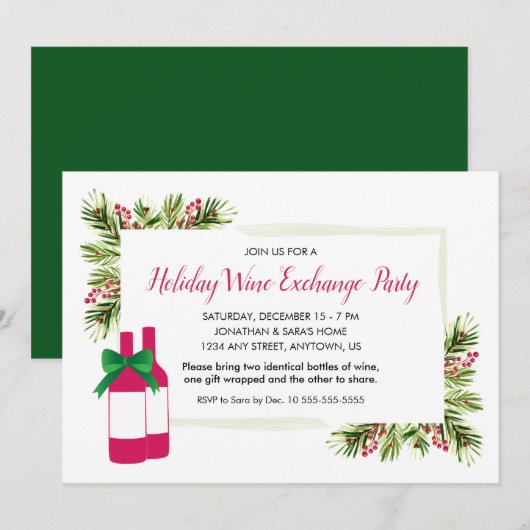 Vakantie Wijn Exchange Party uitnodigen Kaart (Voorkant / Achterkant)
