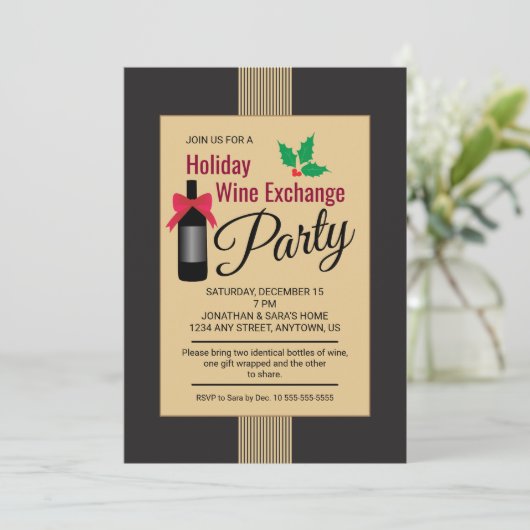 Vakantie Wijn Exchange Party uitnodigen Kaart (Staand voorkant)