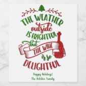 Vakantie Wijn Label Festive - Weer Wijn Etiket (Enkel label)