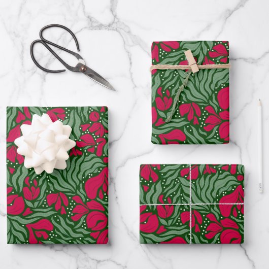 Vakantie Wilde Bloemen Wrapping Paper - Groen (Voorkant)