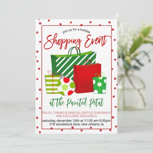 Vakantie Winkelen Event Kaart (Staand voorkant)