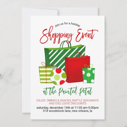 Vakantie Winkelen Event Kaart (Voorkant)