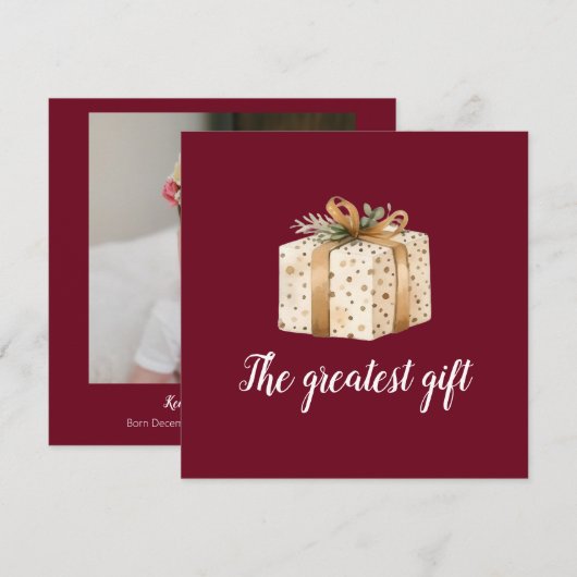 Vakantie Winter Baby Geboorteaankondiging Aankondiging (Voorkant / Achterkant)