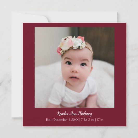 Vakantie Winter Baby Geboorteaankondiging Aankondiging (Achterkant)