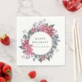 Vakantie Winter Bloemenkrans Monogram Papier Servet (Insitu)