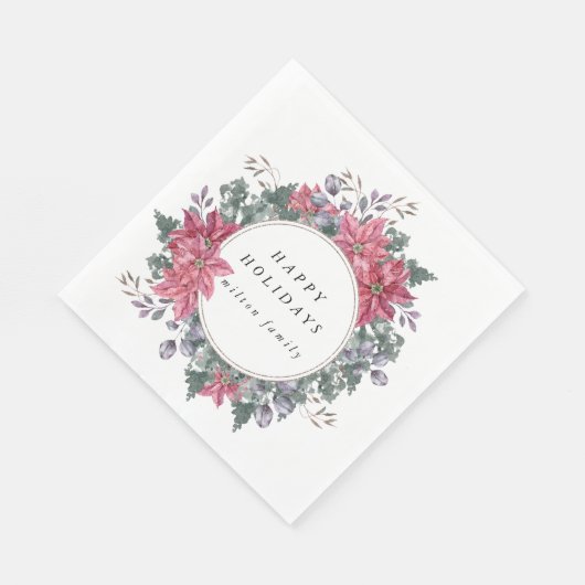 Vakantie Winter Bloemenkrans Monogram Papier Servet (Hoek)