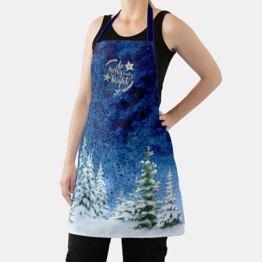 Vakantie Winter Bomen Kerstmis Schort (Insitu)