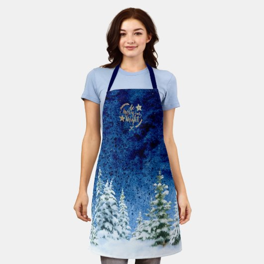 Vakantie Winter Bomen Kerstmis Schort (Gedragen)