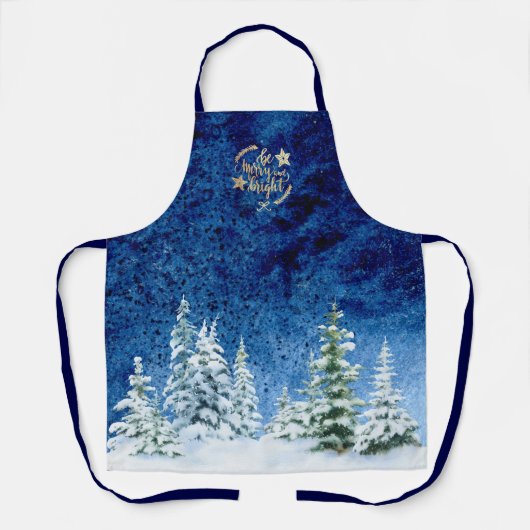 Vakantie Winter Bomen Kerstmis Schort (Voorkant)