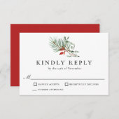 Vakantie Winter Botanische groen en bessen RSVP (Voorkant / Achterkant)