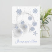 Vakantie Winter Bruiloft Uitnodiging wit ijs blauw (Staand voorkant)