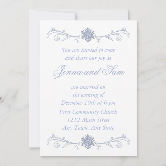 Vakantie Winter Bruiloft Uitnodiging wit ijs blauw (Achterkant)