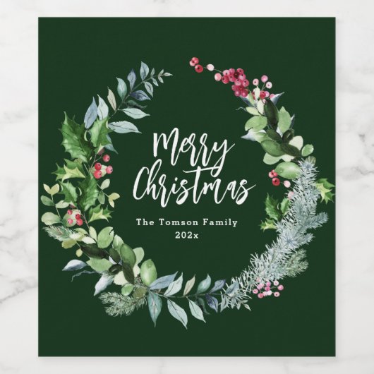 Vakantie winter groen borstel script wijn etiket (Enkel label)