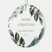 Vakantie Winter Groen Foto Vrolijk Kerstfeest Keramisch Ornament (Links)