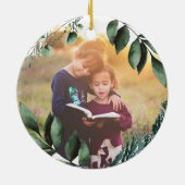 Vakantie Winter Groen Foto Vrolijk Kerstfeest Keramisch Ornament (Achterkant)