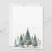 Vakantie Winter Pine Trees Save the Date Waterverf Kaart (Achterkant)