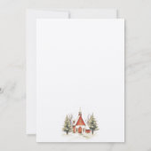 Vakantie Winter Red Church Pine Trees Save the Dat Kaart (Achterkant)