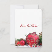 Vakantie Winter Rode Ornamenten Save the date (Achterkant)