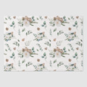 Vakantie Winter Witte Bloemen Pinecone Kerstmis Tissuepapier (Voorkant)