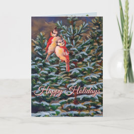 Vakantie winterboom met vogels kaart