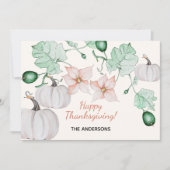 Vakantie Witte Pompoen Bloemen Waterverf Art Feestdagenkaart (Voorkant)