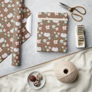 Vakantie Witte Pompoen Waterverf Art Pattern Cadeaupapier