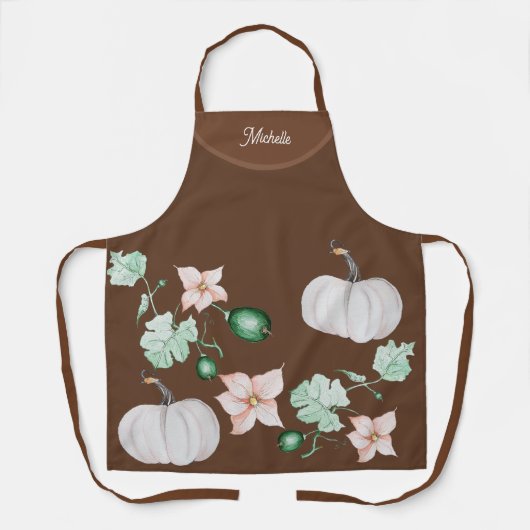 Vakantie Witte Pompoen Waterverf Art Pattern Schort (Voorkant)