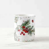 Vakantie Woodland Pine & Red Berries Design Koffiemok (Center)