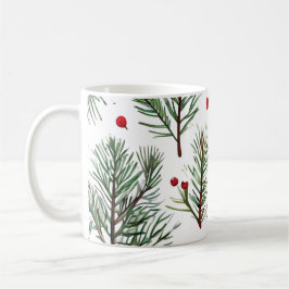 Vakantie Woodland Pine & Red Berries Design Koffiemok