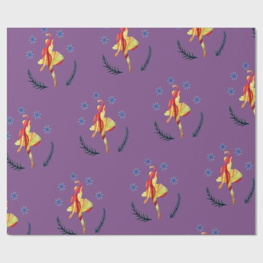 Vakantie Wrap Ballerina Waterverf Cadeaupapier (Vlak)