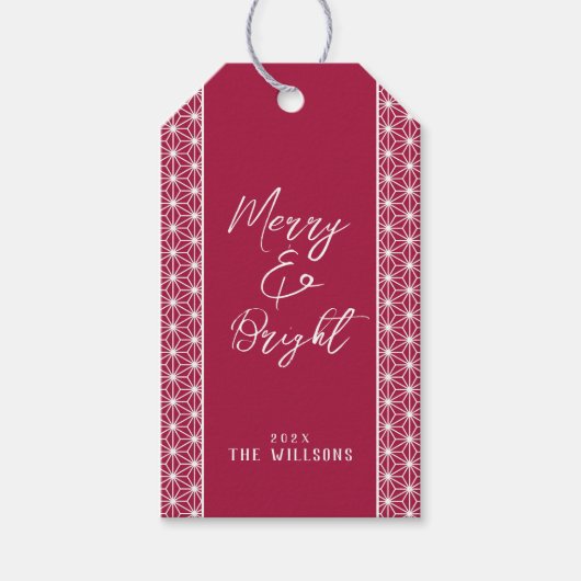 Vakantie Wrapping ASANOHA Japans Kimono patroon Cadeaulabel (Voorkant)