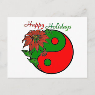 Vakantie Yin Yang Poinsettia Groen Rood Feestdagenkaart