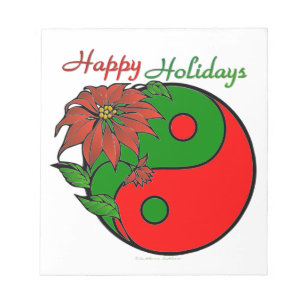Vakantie Yin Yang Poinsettia Groen Rood Notitieblok