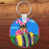 Vakantie Yorkie Poos Sleutelhanger (Voorkant)
