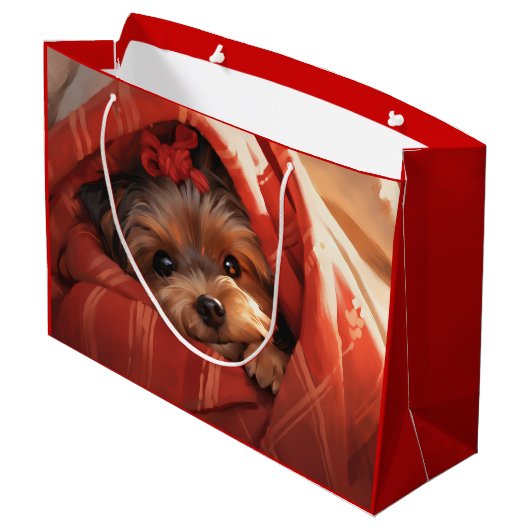 Vakantie Yorkshire Terrier Groot Cadeauzakje (Achterkant Gekanteld)