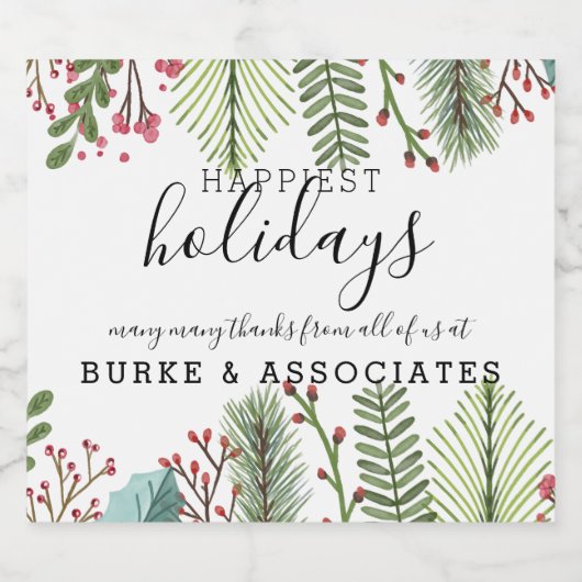 Vakantie Zakelijk Foliage Kerstmis Sparkling Wijnetiket (Enkel label)