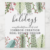 Vakantie Zakelijk Foliage Kerstmis Wijn Etiket (Enkel label)