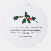 Vakantie Zakelijk Logo Christmas Gift Label Ornament Kaart (Achterkant)