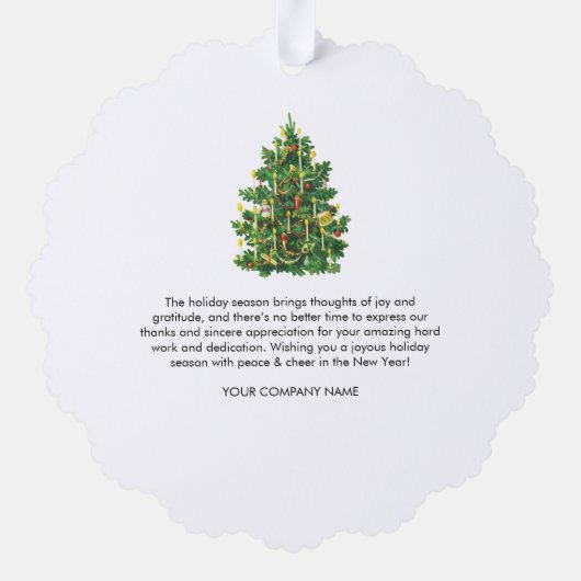 Vakantie Zakelijk Logo Kerstcadeau Ornament Kaart (Achterkant)