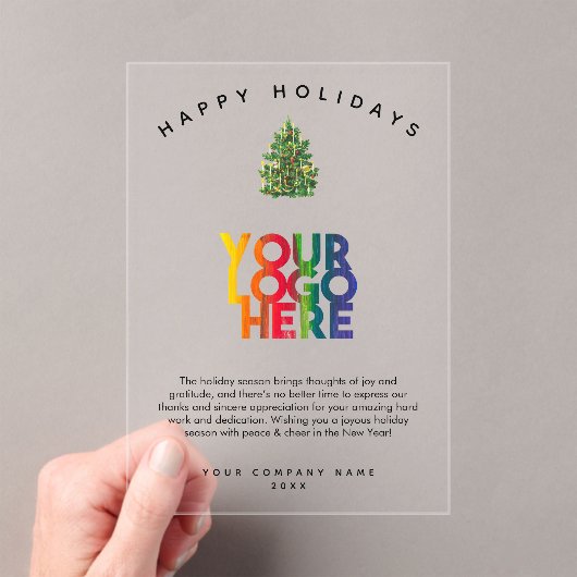 Vakantie zakelijke Logo kerstmis Kaart Acryl Uitnodigingen (Insitu (Draagbaar))