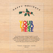 Vakantie zakelijke Logo kerstmis Kaart Acryl Uitnodigingen (Voorkant)