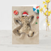 Vakantie Zand Engelen Kat - Schattigee Kat Vrolijk Kaart (Gele Bloem)