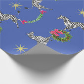 Vakantie zebras op blauw cadeaupapier (Hoek)