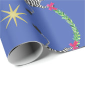 Vakantie zebras op blauw cadeaupapier (Rol Hoek)
